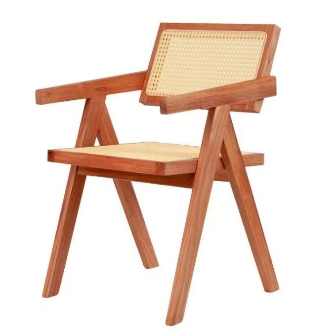 Mobiliário de sala de jantar de luxo de rotão de madeira maciça cadeira de restaurante com apoio de braço