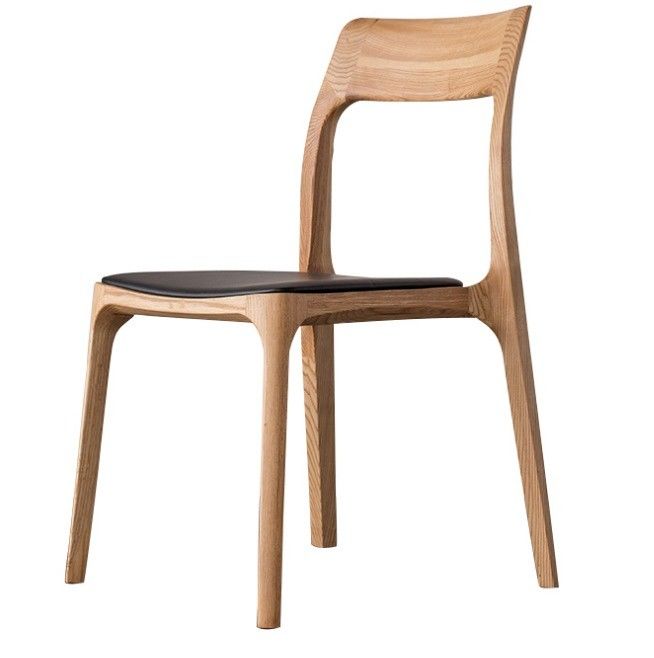 Desenhos personalizados Estilo de design Elegante cadeira de jantar de madeira sólida nórdica com assento de couro PU