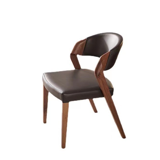 Mobiliário de sala de estar Cadeira de jantar de madeira maciça com desenhos personalizados e almofada de couro PU