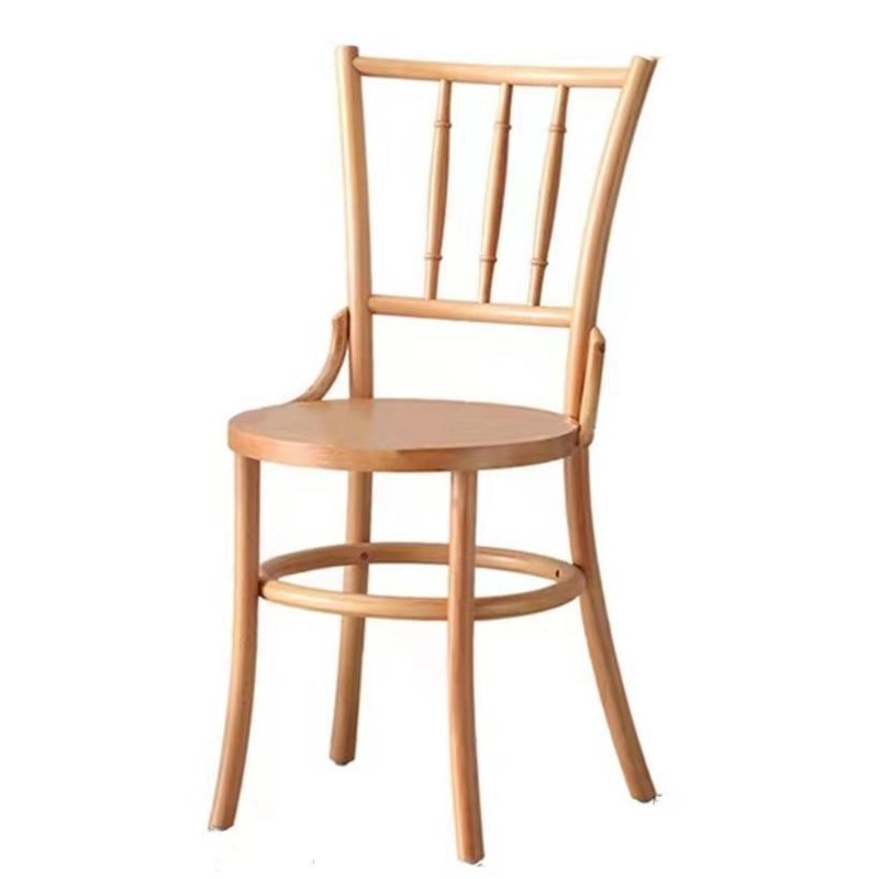 Cadeira de jantar de madeira maciça e rotão para restaurante W36*D42*H88 cm