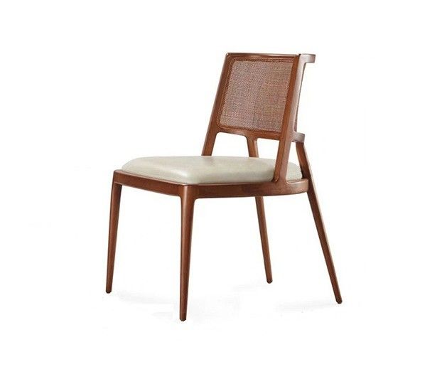 Mobiliário de Sala de Jantar Luxo Rattan Madeira Sólida PU Leather Seat Cadeira de Jantar Para Restaurante com e OEM Serviço Aceito