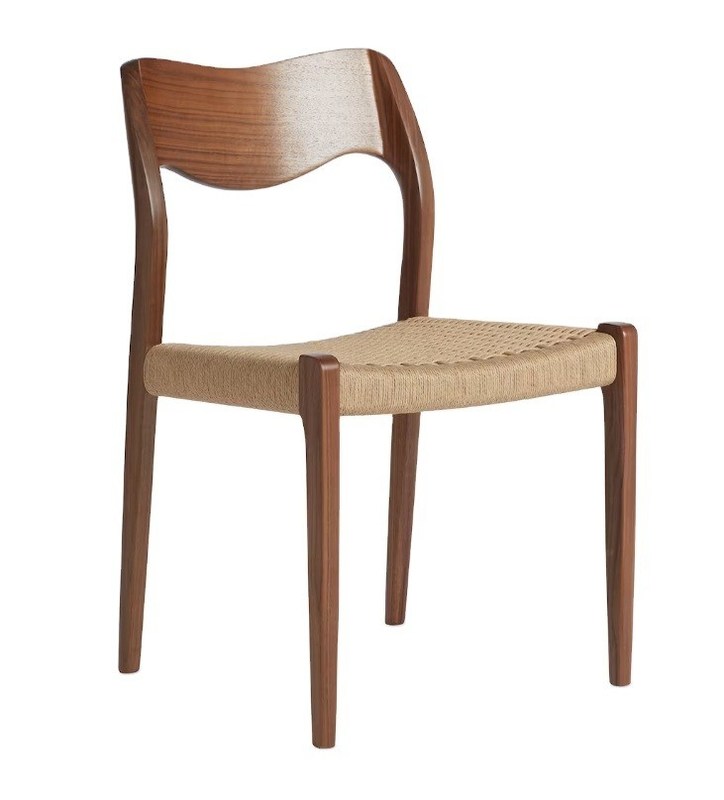 Mobiliário de sala de estar Cadeira de jantar de cordão tecido à mão em cor de nozes com moldura de madeira maciça