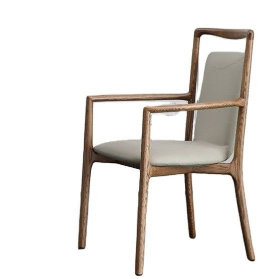 Casa Móveis Geral Design italiano Moderno Madeira Sólida PU Cama Sala de jantar Cadeira de restaurante com apoio de braço