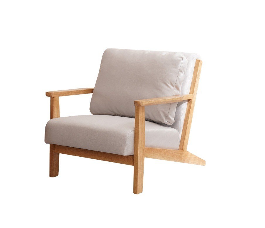 Mobiliário de sala de estar robusto Sofá com tela de couro de madeira moderna em design cinza/branco/azul/marrom e robusto