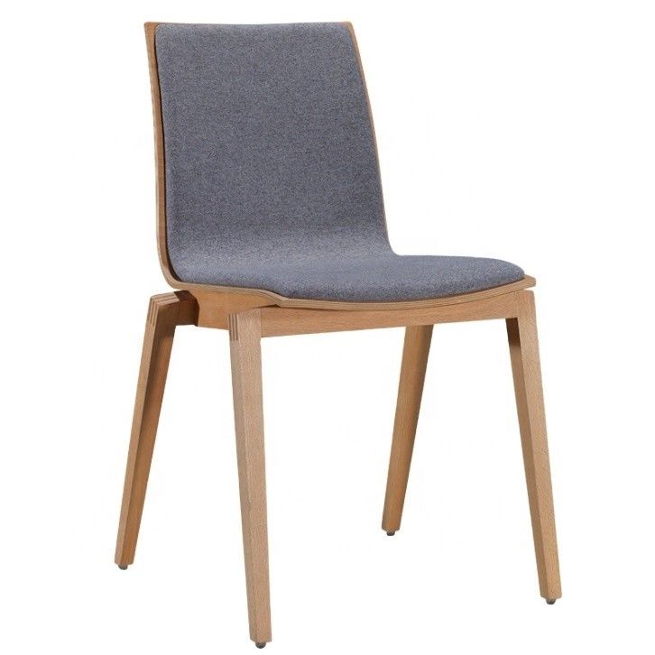 High Back Modern Comfortable Fabric Velvet Cadeiras de jantar nórdicas para restaurante de madeira Cadeira de mobiliário de hotel de café
