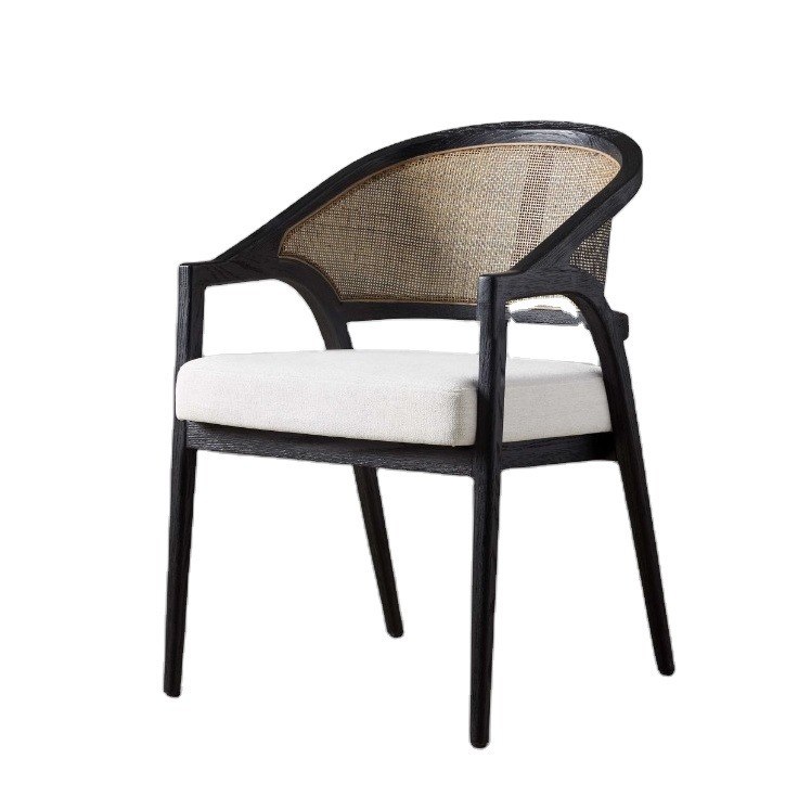 Modelo Nórdico Simples Moderno Tecido de Madeira Sólida de Rattan Cadeira de Sala de Jantar para Restaurante Morden