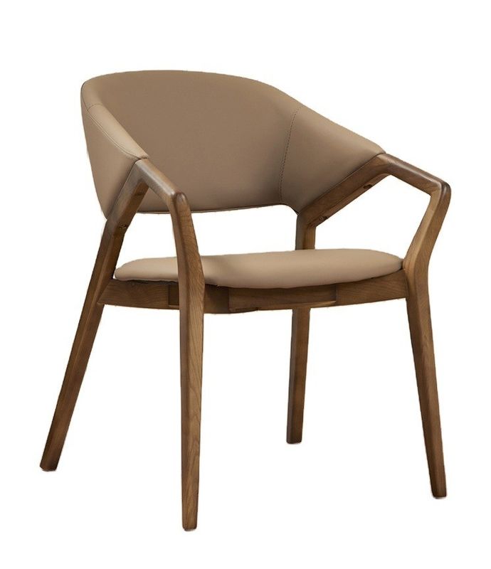 2023 Design Moderno Madeira Sólida PU Leather Sala de Jantar Arm Chair para Cafés Adicionar encanto ao seu restaurante