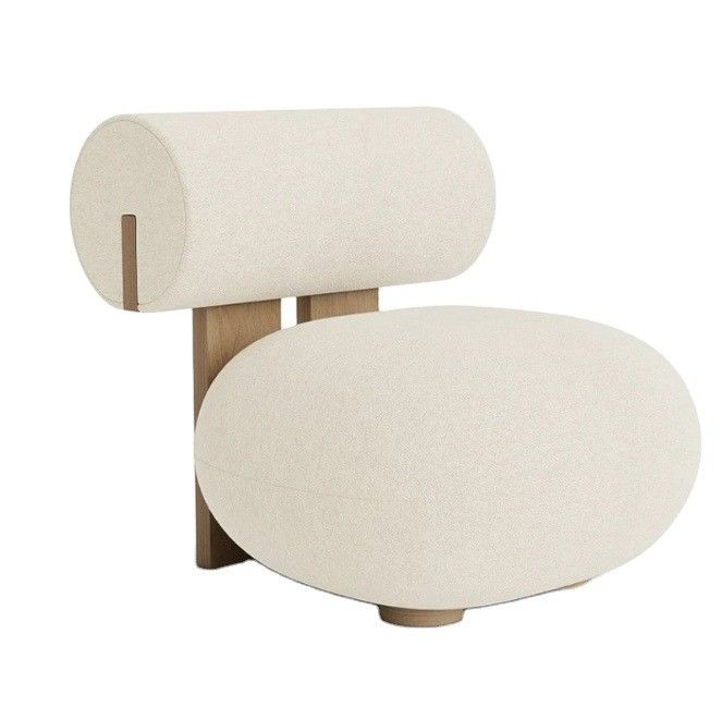 Cadeira de sala de estar com perna de madeira Criativa Moderna de madeira estilo de lazer Cadeira de sofá único de lã de cordeiro W70*D81*H71CM