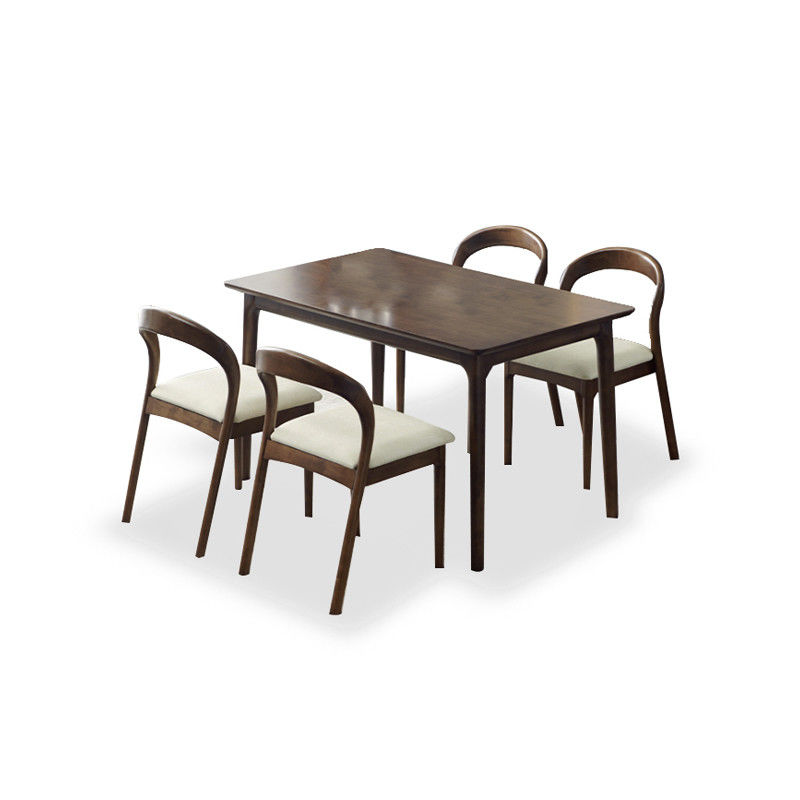 Moderna mesa de jantar e cadeira de madeira nórdica com moldura de madeira de borracha para escritório em casa