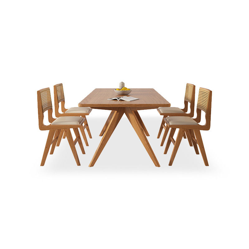 Sala de mesa de madeira sólida e cadeiras para restaurante conjunto de madeira retangular de mesa de jantar em design moderno