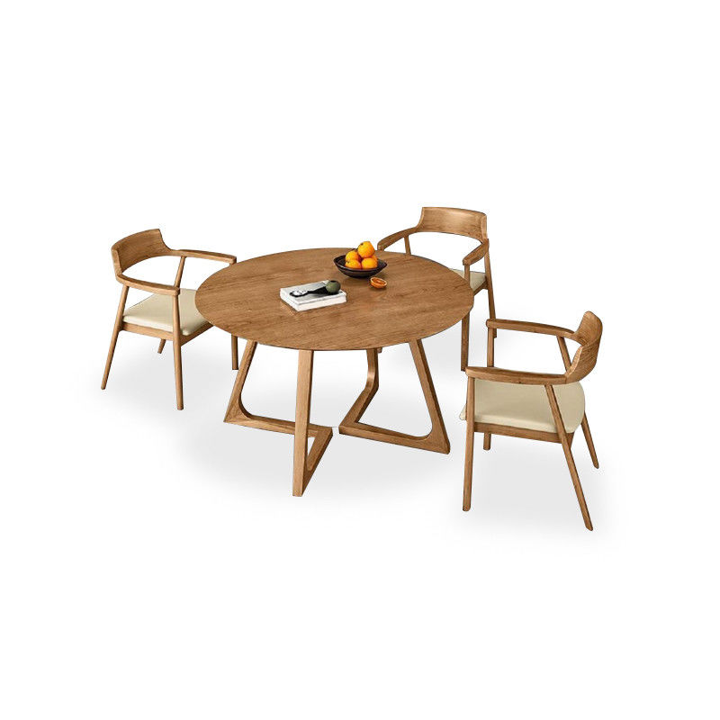 Nitrolacquer Finish estilo nórdico mesa de jantar de madeira maciça com NO design dobrado e mobiliário de sala de jantar