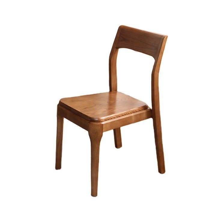 Cadeira de jantar de madeira maciça de estilo clássico moderno marrom para assentos de restaurante em marrom