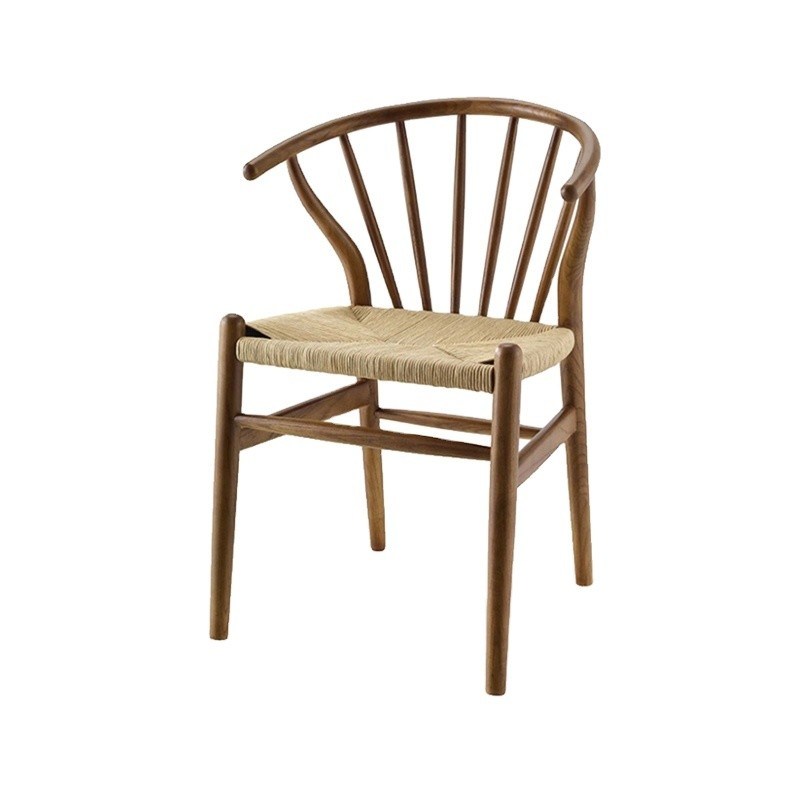 Cadeira de restaurante de madeira maciça de cordão tecido Design nórdico Mobiliário de jantar moderno europeu para assentos de restaurante