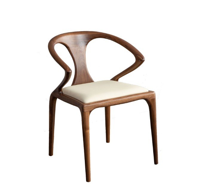 Cadeira de madeira maciça de design nórdico moderno para restaurante Cadeira de sala de jantar de couro PU W51*D57*H80CM Dobrada NO