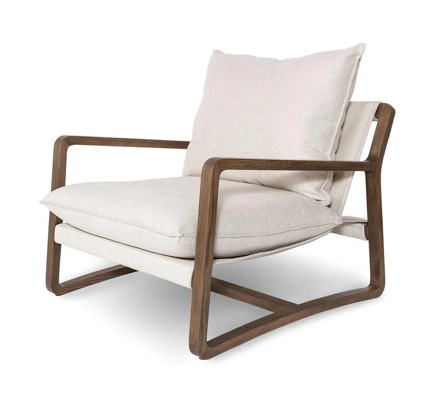 Modern Wooden Lounge Chair em cor natural/nozes para decoração de sala de estar