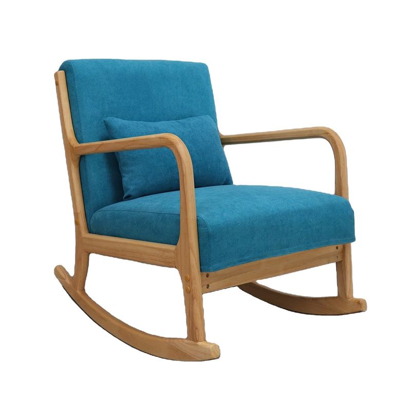 Quadro de madeira maciça de meados do século moderno de tecido de veludo Sofá balançador cadeira para estilo de design de sala de estar de luxo