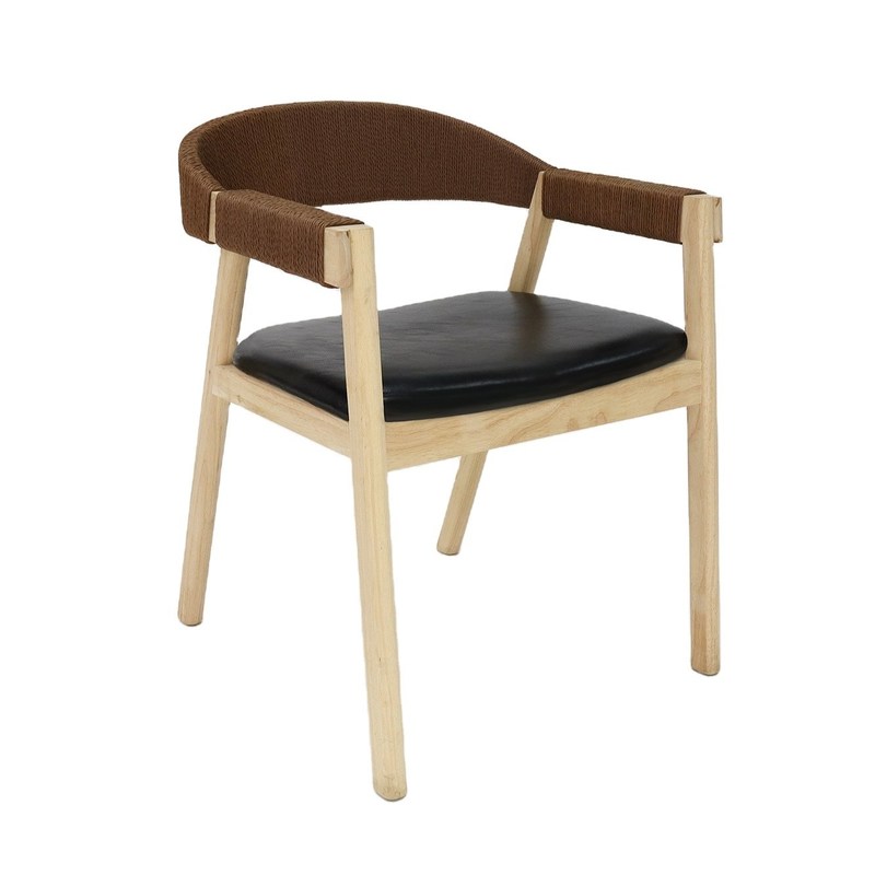 Instalações de lazer Cadeira de jantar de madeira maciça para restaurante Cordão tecido à mão Simplicidade geral Mobiliário doméstico