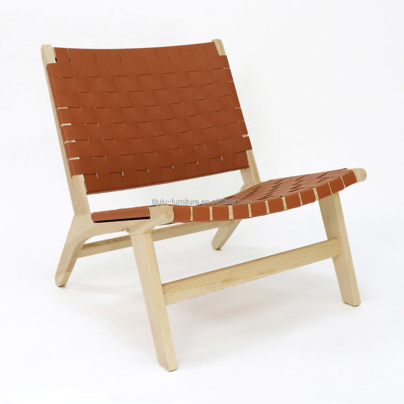 Modern Design Solid Wood Leisure Sofa Chair Set para sala de estar PU Leather Lounge Chair em acabamento de nozes